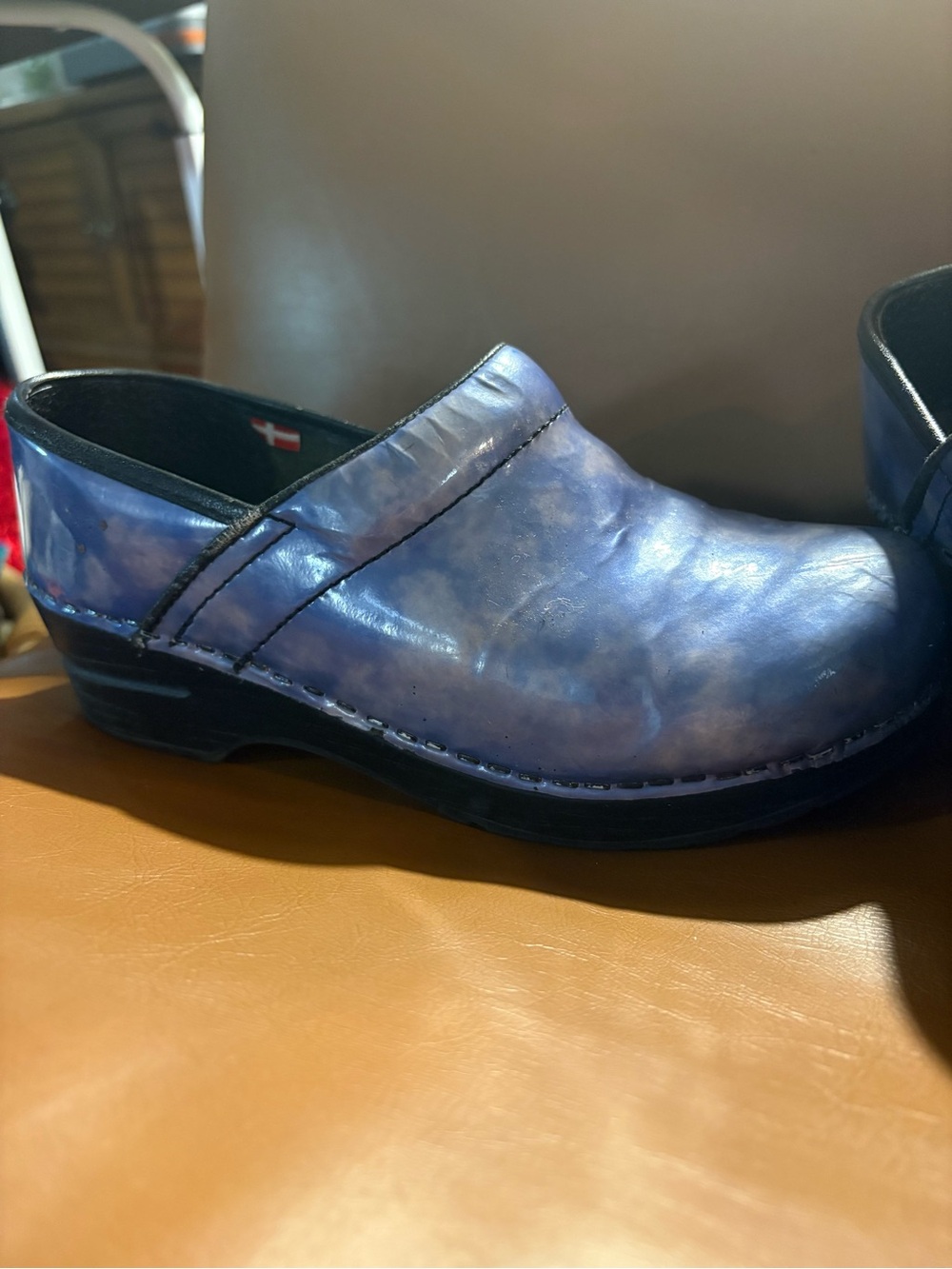 Sanita Purple-Blue Leather Slip-On Clog